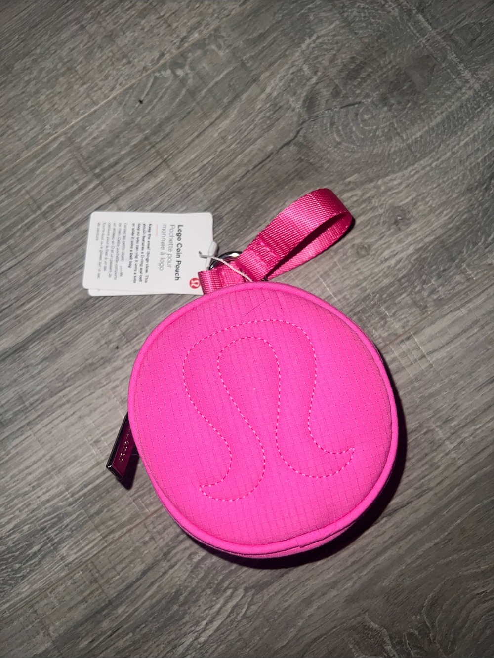 NWT lululemon athletica Bright Pink Round Logo Coin Pouch